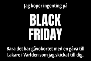 Kortmotiv till Black Friday med texten att man inte köper nånting på Black Friday.